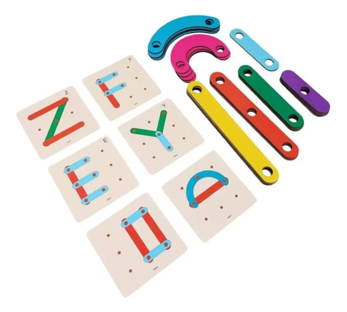 Brinquedo educativo de madeira Formas Mágicas Babebi com peças coloridas de encaixe para crianças