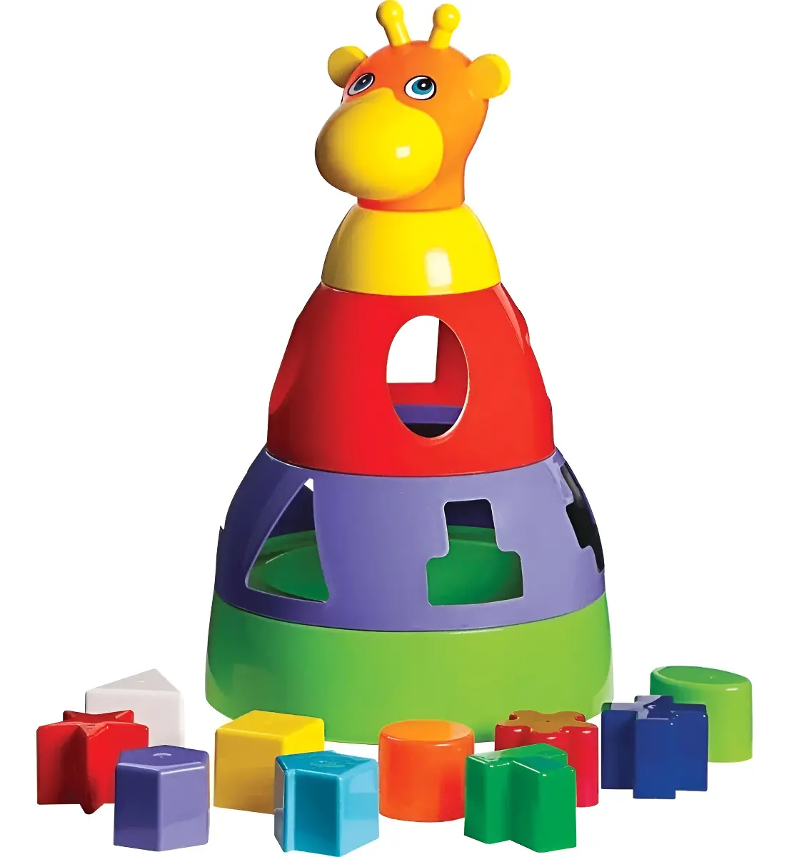 Girafa didática Mercotoys brinquedo educativo com atividades para crianças pequenas