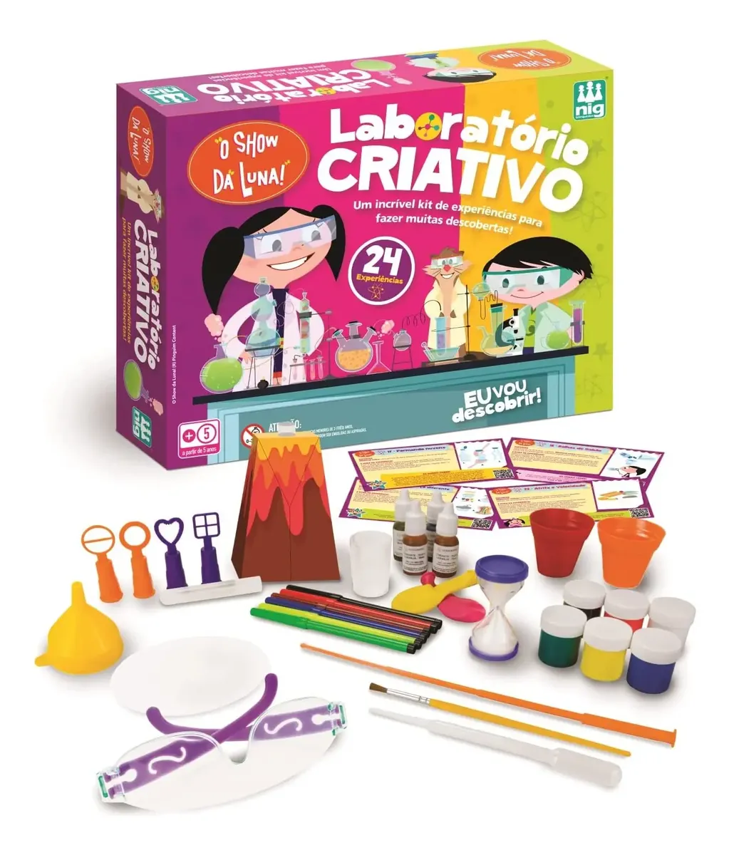 Laboratório Criativo Show da Luna kit de experiências científicas para crianças
